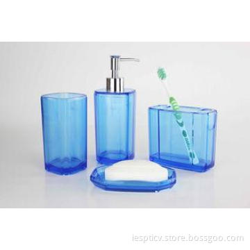 Blue Plastic 4 piece Bath Accessory Sets Square Toothbrush